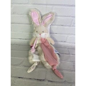 Baby Nat Doudou Lapin Papuche Bunny Rabbit Pink Tan Plush Stuffed Lovey Toy NEW